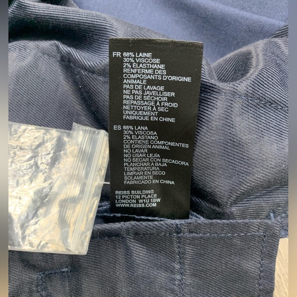 REISS Mae Cuffed Wide Waist Pants in Blue Sz 8 - Picture 8 of 8